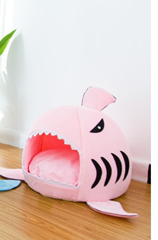 Luxury Plush Shark Pet Bed For Small Dogs And Cats Warm Pet Bed