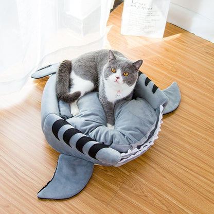 Luxury Plush Shark Pet Bed For Small Dogs And Cats Warm Pet Bed
