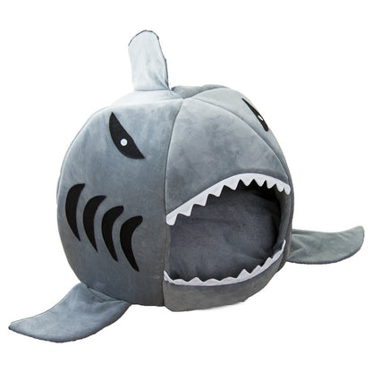 Luxury Plush Shark Pet Bed For Small Dogs And Cats Warm Pet Bed